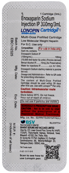 Lonopin Md 300mg Injection 3ml