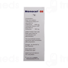 Monocef Sb 1g Injection 1 Monocef Sb 1g Injection 1