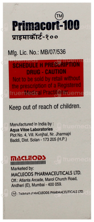Primacort 100 Injection 1: Uses, Side Effects, Price & Substitutes