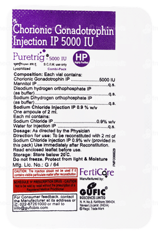 Puretrig 5000 IU Hp Injection 1 ML