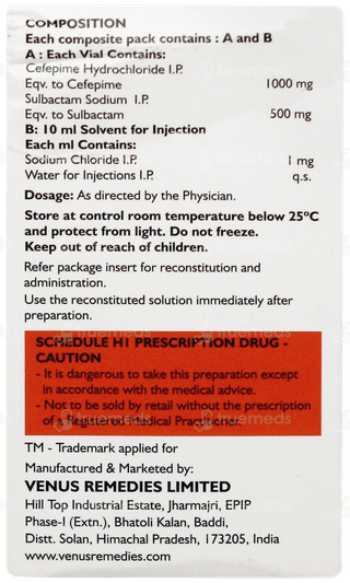 Supime 1000/500 MG Injection 10 ML