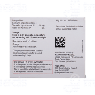 Tramasure 100 MG Injection 2 ML