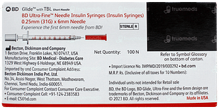 Bd Glide Ultra Fine U 40 31g X 6mm Needle Insulin Syringe 10