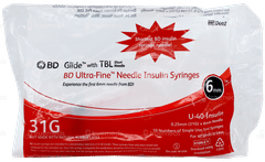 Bd Glide Ultra Fine U 40 31g X 6mm Needle Insulin Syringe 10