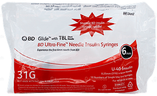 Bd Glide Ultra Fine U 40 31g X 6mm Needle Insulin Syringe 10