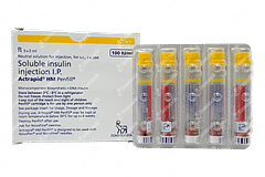 Actrapid Hm 100iu Penfill 3ml Pack Of 5 Injections