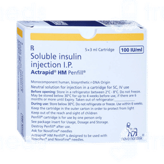Actrapid Hm 100iu Penfill 3ml Pack Of 5 Injections
