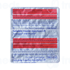 Actrapid Hm 100iu Penfill 3ml Pack Of 5 Injections