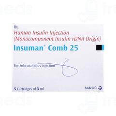 Insuman Comb 25 100iu Cartridges 3ml Pack Of 5 Injections Insuman Comb 25 100iu Cartridges 3ml Pack Of 5 Injections