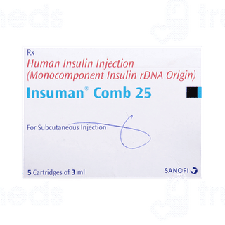 Insuman Comb 25 100iu Cartridges 3ml Pack Of 5 Injections
