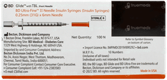 Bd Glide Insulin Syringe U 100 31g Pack Of 10