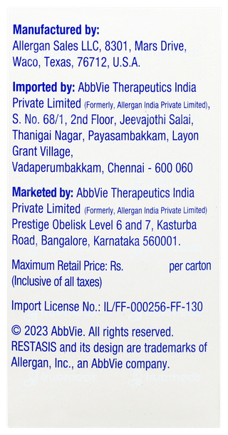 Restasis 0.4ml 3 Pack Of 10 Vials Eye Drops