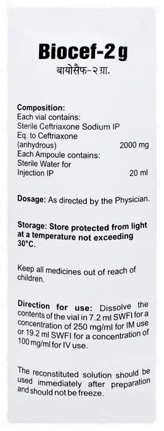 Biocef 2g Injection 1 Biocef 2g Injection 1