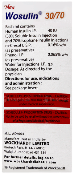 Wosulin New 30/70 40iu Injection 15ml