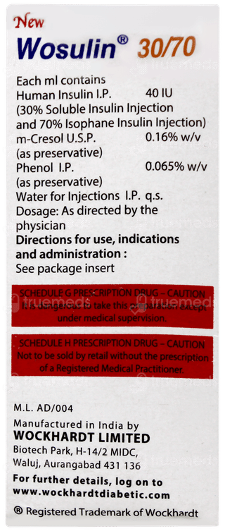 Wosulin New 30/70 40iu Injection 15ml