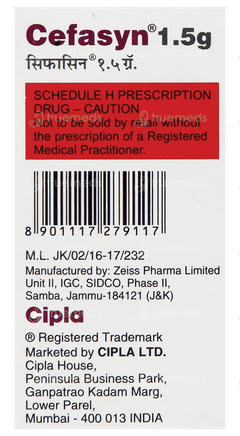 Cefasyn 1500 MG Injection 1 Cefasyn 1500 MG Injection 1