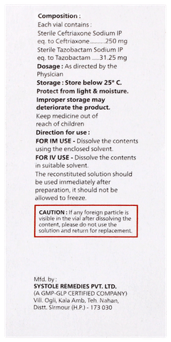 Cefmac Tz 281.25mg Injection 1