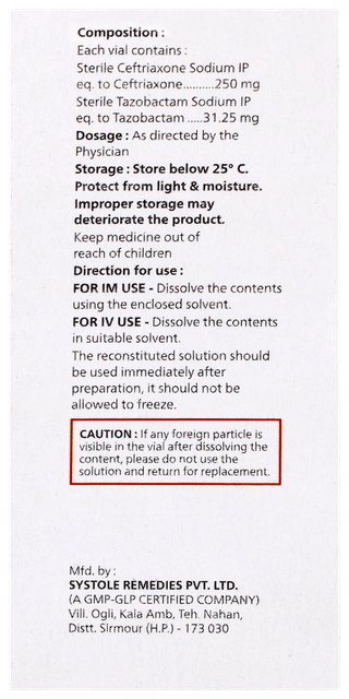 Cefmac Tz 281.25mg Injection 1