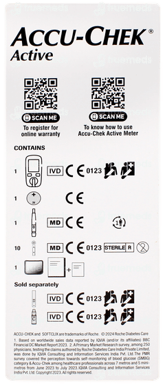 Accu Chek Active Blood Glucose Monitoring System 1 With 10 Test Strips Free