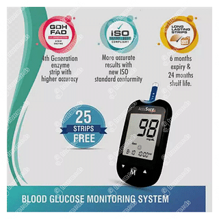 Accusure Simple 4th Generation Blood Glucose Monitor With 25 Test Strips Free