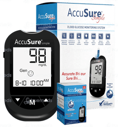Accusure Simple 4Th Generation Blood Glucose Monitor With 25 Test Strips Free Accusure Simple 4Th Generation Blood Glucose Monitor With 25 Test Strips Free