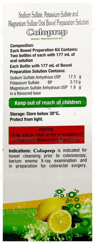 Coloprep Lemon Flavour Bowel Preparation Kit 177Ml Pack Of 2 Solutions