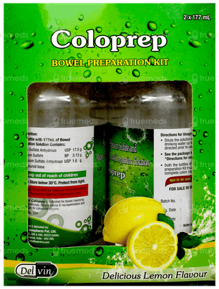 Coloprep Lemon Flavour Bowel Preparation Kit 177Ml Pack Of 2 Solutions