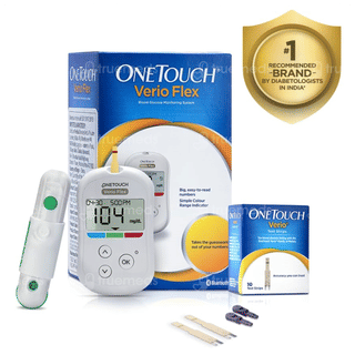 Onetouch Verio Flex Blood Glucose Monitoring System With 10 Test Strips Free Kit 1