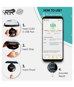 Beato Curv Glucometer Kit With 100 Strips & 100 Lancets 1