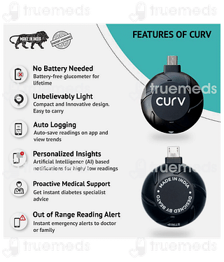 Beato Curv Glucometer Kit With 100 Strips & 100 Lancets 1