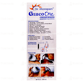 Dr Morepen Bg 03 Gluco One Glucometer With Gluco One Bg 03 Blood Glucose 25 Test Strip Kit 1