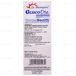 Dr Morepen Bg 03 Gluco One Glucometer With Gluco One Bg 03 Blood Glucose 25 Test Strip Kit 1