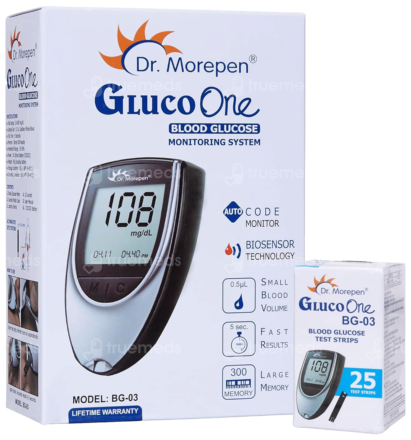 Dr Morepen Gluco One Bg 03 Blood Glucose Monitoring System 1 With 25 Blood Glucose Test Strips