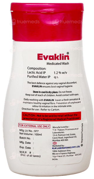 Evaklin Medicated Wash 100Ml