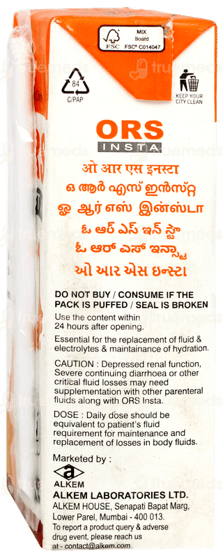 Alkem Ors Insta Orange Flavour Ready To Drink 200ml