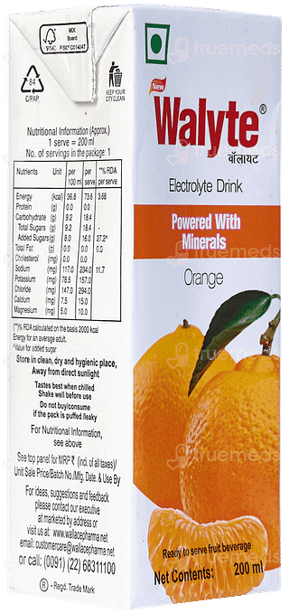 Walyte New Orange Electrolyte Drink 200ml