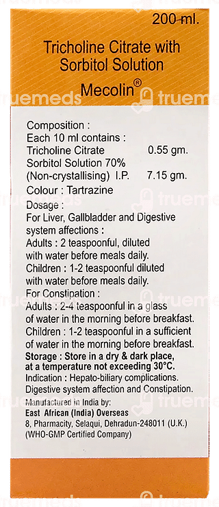 Mecolin 0.55/7.15 GM Liquid 200 ML