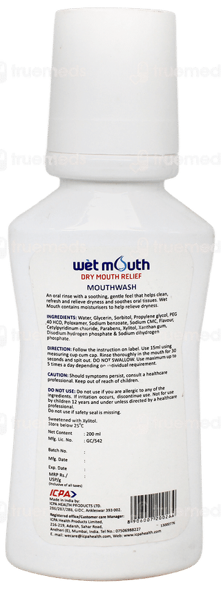 Wet Mouth Peppermint Flavour Mouthwash 200Ml