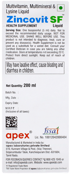 Zincovit Sf Liquid 200ml