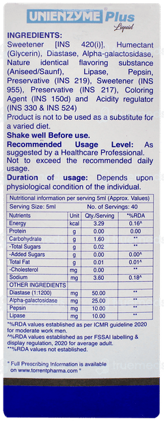 Unienzyme Plus Saunf Flavour Liquid 200ml