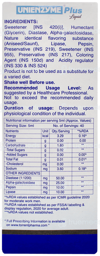 Unienzyme Plus Saunf Flavour Liquid 200ml