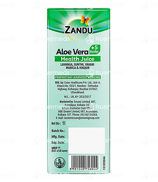 Zandu Aloe Vera +5 Herbs Health Juice 1 Litre