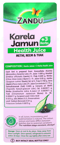 Zandu Karela Jamun +3 Herbs Health Juice 1 L