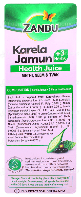 Zandu Karela Jamun +3 Herbs Health Juice 1 L