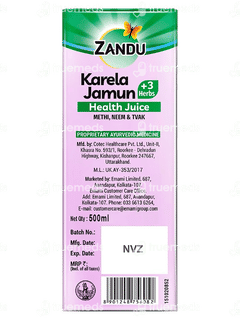 Zandu Karela Jamun +3 Herbs Health Juice 1 L