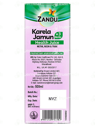 Zandu Karela Jamun +3 Herbs Health Juice 1 Litre