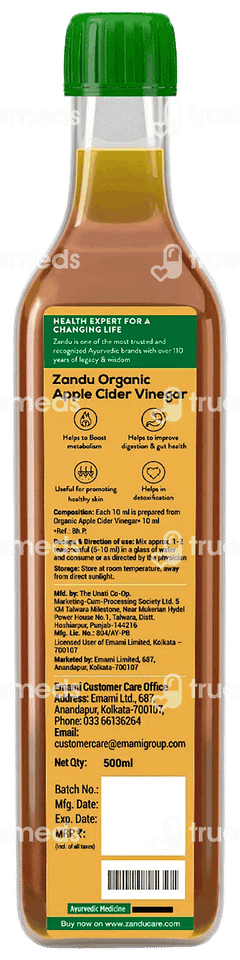 Zandu Organic Apple Cider Vinegar With The Mother 500ml Zandu Organic Apple Cider Vinegar With The Mother 500ml