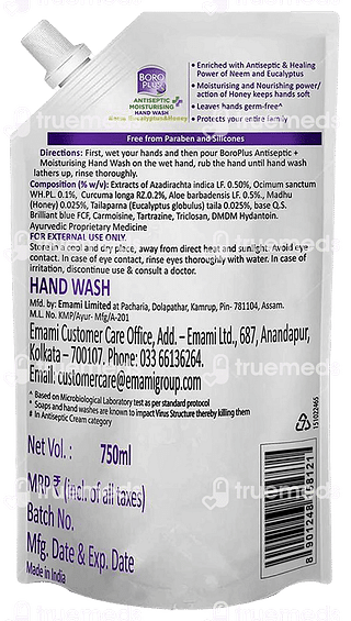Boroplus Antiseptic + Moisturising Hand Wash Neem Eucalyptus And Honey 750 ML
