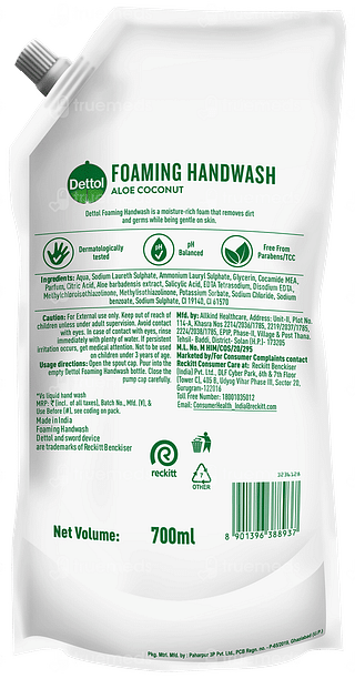 Dettol Aloe Coconut Refill Foaming Handwash 700ml