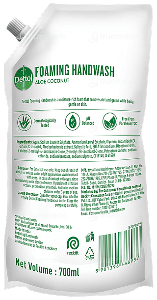 Dettol Aloe Coconut Refill Foaming Handwash 700ml